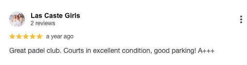 Screenshot of a customer’s review for LEGIO GP Padel World. 
