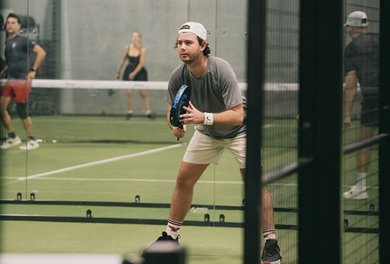 Indoor padel court detail at The Replay Club