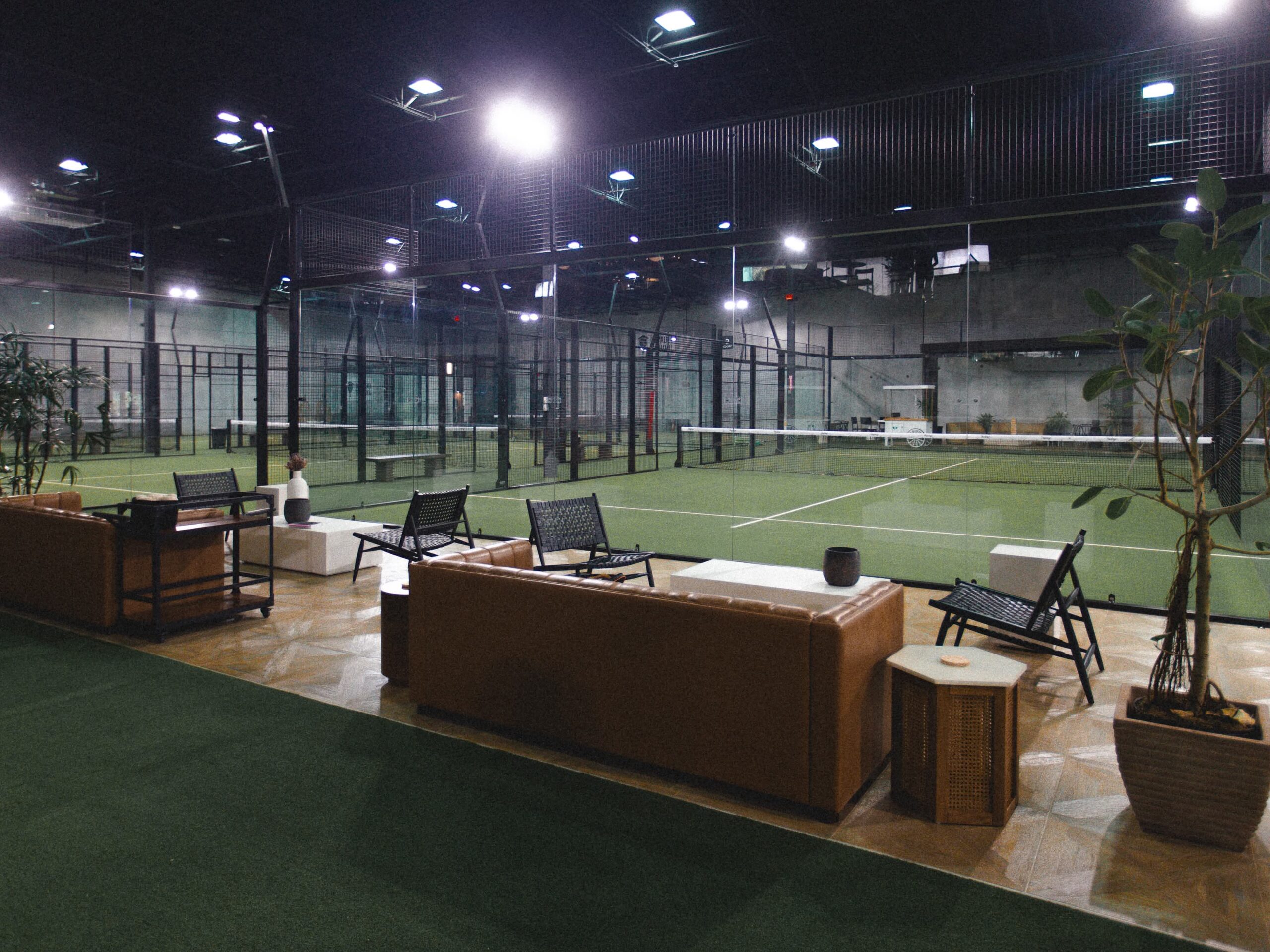 Indoor padel courts at The Replay Club
