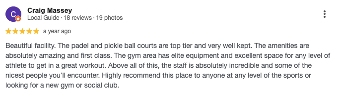 Screenshot of a client’s review for Replay Club.