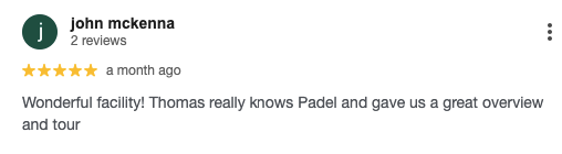 Screenshot of a customer’s review for Padel X.
