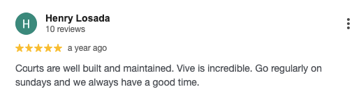 Screenshot of a customer’s review for LEGIO GP Padel World.