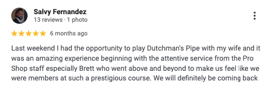 Screenshot of a customer’s review for Dutchman’s Pipe.