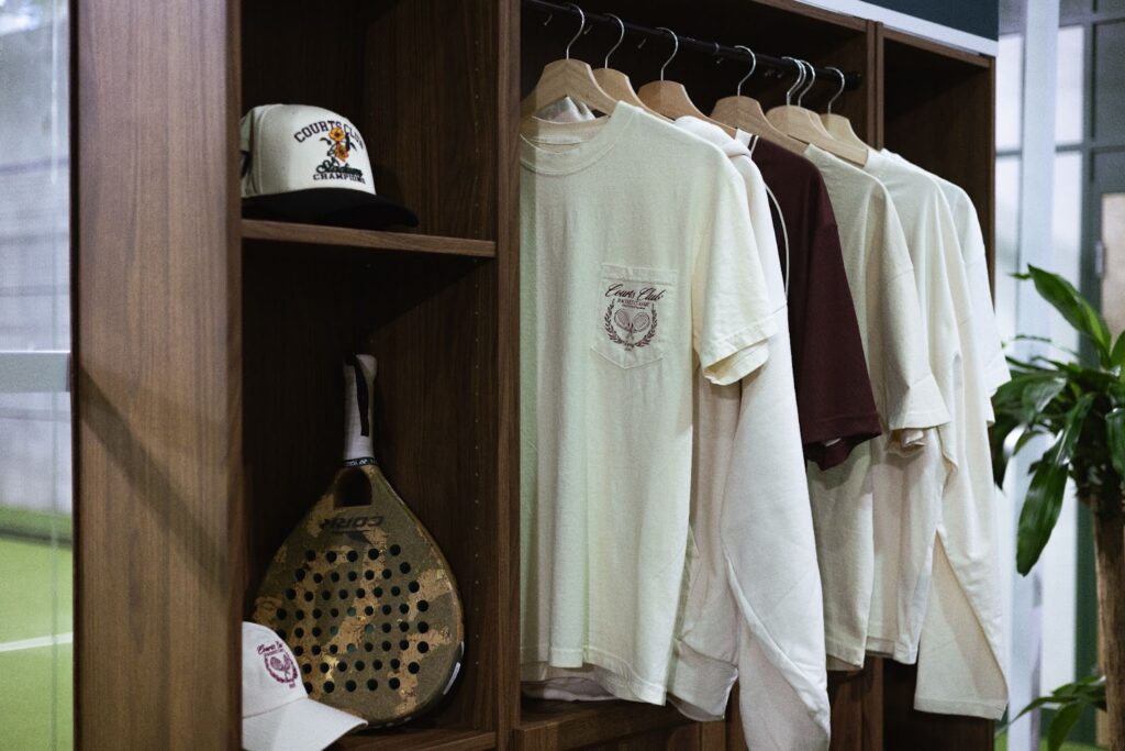 A member’s closet in the locker room at Replay Club. 