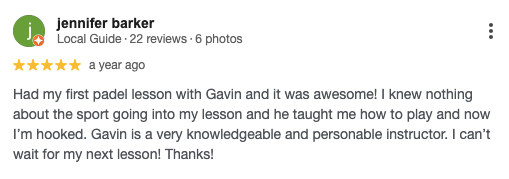 Screenshot of a customer’s review for RxPADEL.