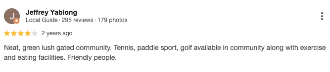 Screenshot of a customer’s review for Wycliffe Golf & Country Club. 