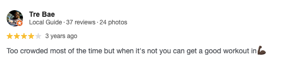 Screenshot of a customer’s review for Crunch Fitness Wellington.