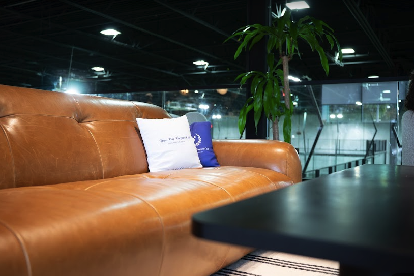 Interior view of the members’ lounge at Replay Club. 