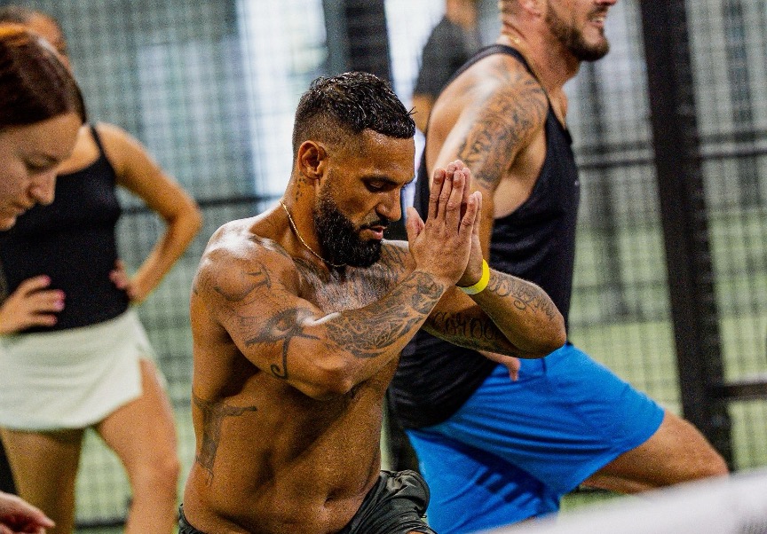 A member of Replay Club working out during a group training session