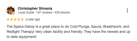Screenshot of a customer’s 5-star Google review for The Space Delray. 